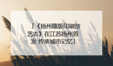 《扬州雕版印刷技艺志》在江苏扬州首发 传承城市记忆