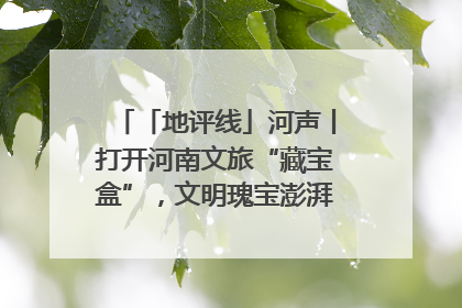 「地评线」河声丨打开河南文旅“藏宝盒”，文明瑰宝澎湃发展“豫动能”