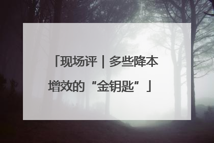 现场评｜多些降本增效的“金钥匙”