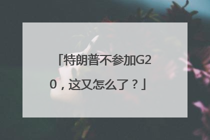 特朗普不参加G20，这又怎么了？