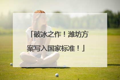 破冰之作！潍坊方案写入国家标准！