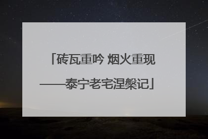 砖瓦重吟 烟火重现——泰宁老宅涅槃记