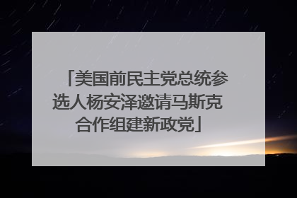美国前民主党总统参选人杨安泽邀请马斯克合作组建新政党