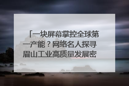 一块屏幕掌控全球第一产能？网络名人探寻眉山工业高质量发展密码｜网络名人四川行