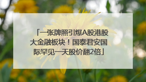 一张牌照引爆A股港股大金融板块！国泰君安国际罕见一天股价翻2倍