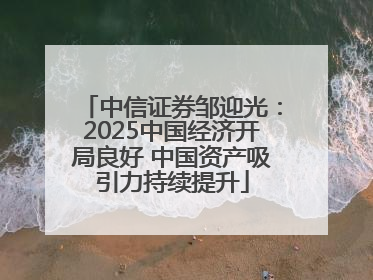 中信证券邹迎光：2025中国经济开局良好 中国资产吸引力持续提升