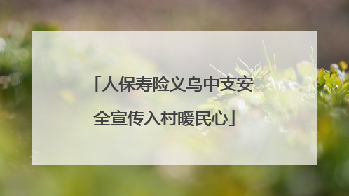 人保寿险义乌中支安全宣传入村暖民心