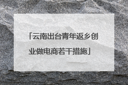 云南出台青年返乡创业做电商若干措施