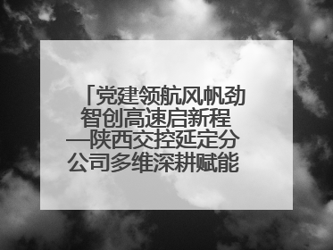 党建领航风帆劲 智创高速启新程—陕西交控延定分公司多维深耕赋能运营管理新跨越