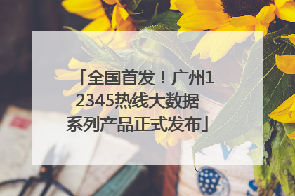 全国首发！广州12345热线大数据系列产品正式发布