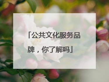 公共文化服务品牌，你了解吗