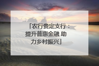农行贵定支行：提升普惠金融 助力乡村振兴