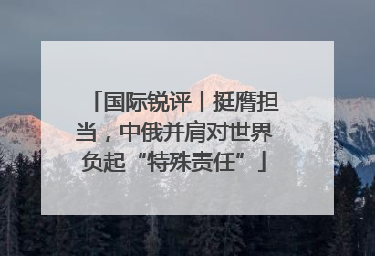 国际锐评丨挺膺担当，中俄并肩对世界负起“特殊责任”