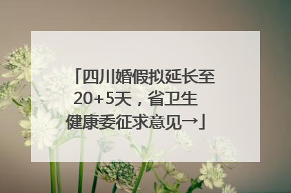 四川婚假拟延长至20+5天，省卫生健康委征求意见→