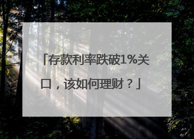 存款利率跌破1%关口，该如何理财？