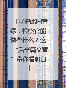 守护此间青绿，检察官能做些什么？这“后半篇文章”带你看明白