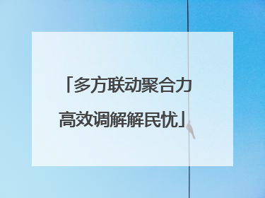 多方联动聚合力 高效调解解民忧