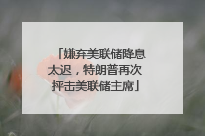 嫌弃美联储降息太迟，特朗普再次抨击美联储主席