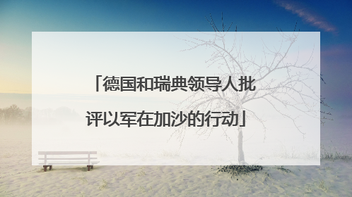 德国和瑞典领导人批评以军在加沙的行动