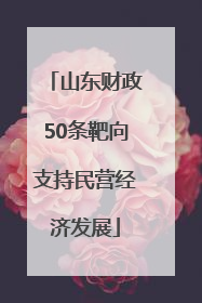 山东财政50条靶向支持民营经济发展