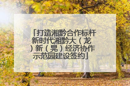 打造湘黔合作标杆 新时代湘黔大（龙）新（晃）经济协作示范园建设签约