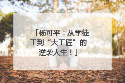 杨可平：从学徒工到“大工匠”的逆袭人生！