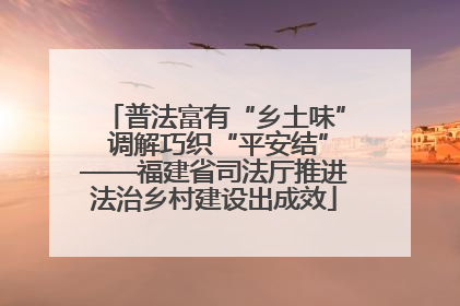 普法富有“乡土味” 调解巧织“平安结”——福建省司法厅推进法治乡村建设出成效