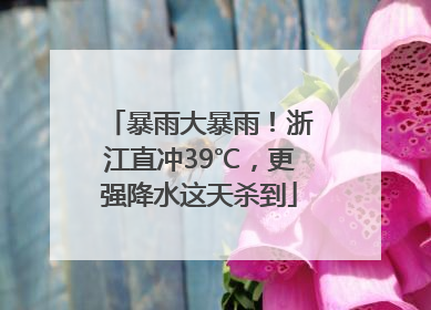 暴雨大暴雨！浙江直冲39℃，更强降水这天杀到