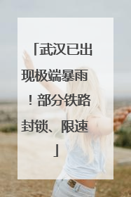 武汉已出现极端暴雨！部分铁路封锁、限速