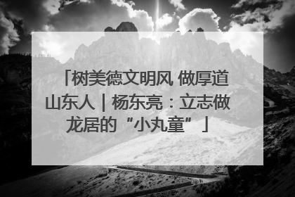 树美德文明风 做厚道山东人｜杨东亮：立志做龙居的“小丸童”