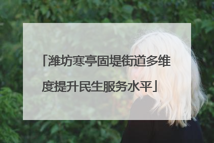 潍坊寒亭固堤街道多维度提升民生服务水平