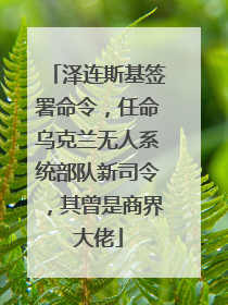 泽连斯基签署命令，任命乌克兰无人系统部队新司令，其曾是商界大佬