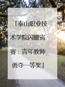 泰山职业技术学院闪耀省赛：青年教师勇夺一等奖