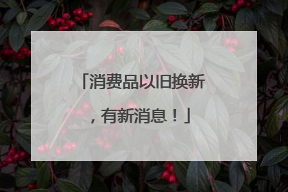 消费品以旧换新，有新消息！