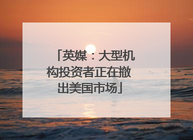 英媒：大型机构投资者正在撤出美国市场