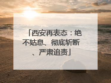 西安再表态：绝不姑息、彻底斩断、严肃追责