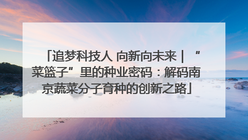 追梦科技人 向新向未来｜“菜篮子”里的种业密码：解码南京蔬菜分子育种的创新之路