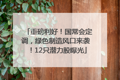 重磅利好！国常会定调，绿色制造风口来袭！12只潜力股曝光