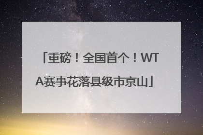 重磅！全国首个！WTA赛事花落县级市京山