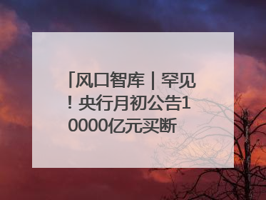 风口智库｜罕见！央行月初公告10000亿元买断式逆回购操作，什么信号？