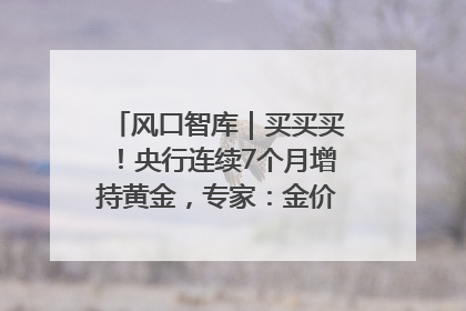 风口智库｜买买买！央行连续7个月增持黄金，专家：金价或仍易涨难跌